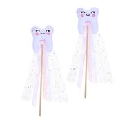 HEALSOPTHY 2pcs Tooth Fairy Wand Colorful Tooth-shaped Fairy Sticks for Party Dress-up Performance Festival Accessory