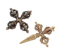 HEALSOPTHY 2pcs Vajra Pestle Pendant Tibetan Craft Charms Accessory Bead Necklace for Women Random Style