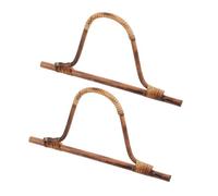 HEALSOPTHY 2pcs Wooden Bag Handles D Shape for Handbags Natural Rattan Replacement Purse Handles for DIY Crochet Clutch Purse Making Accessories