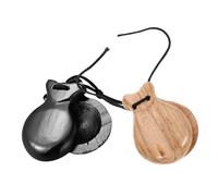 HEALSOPTHY 2pcs Wooden Castanets Natural Black Finger Percussion Instruments for Adults Dynamic Rhythm Clappers for Musical Performance and Dance