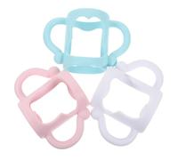 HEALSOPTHY 3 pcs Silicone Feeding Bottle Handles Soft Ergonomic Grip for Narrow Mouth Milk Bottles Comfortable and Durable Design White Blue Pink for Easy Feeding