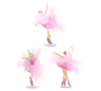 HEALSOPTHY 3 Sets Ballerina Cupcake Toppers with Tulle Skirts Elegant Girl Cake Ornaments for Birthday Wedding Shower Dessert Decoration