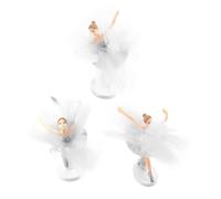 HEALSOPTHY 3 Sets Ballerina Girl Ornaments Party Cake Decorating Decorations Toppers First Tulle Birthday Dance Princess Cupcake Topper Ballet Lovers Statue White Pvc