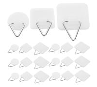 HEALSOPTHY 30pcs Adhesive Plastic Plate Hangers Sticky Wall Hooks for Hanging Pictures Mirrors Clocks Self-Adhesive Square and Round Hooks for Smooth Surfaces Easy No-Drill Installation
