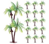 HEALSOPTHY 36pcs Miniature Coconut Palm Trees Model Train Trees Artificial Scenery Landscape for Dioramas Sand Table Architecture Realistic Green Leaves Trunks