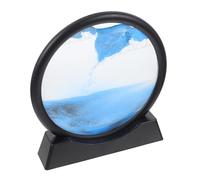 HEALSOPTHY 3D Moving Sand Painting Decor Round Glass Sandscape Art Dynamic Liquid Sandscape Ornament and for Home and Office Display
