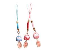 HEALSOPTHY 3pcs Ceramic Fortune Cat Phone Lanyards with Keychain Charms, Cute Cartoon Kitten Ornaments for Phone, Backpack, and Wrist Decoration, Wealth Welcoming Lucky Cat Accessories