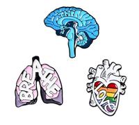 HEALSOPTHY 3Pcs Creative Enamel Brooch Lightweight Brain and Heart Pattern Corsages Decorative Pins for Women Clothes and Bags