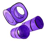 HEALSOPTHY 3pcs Foldable Purple Pet Cat Tunnel Kit with Tear-resistant Polyester and Steel Wire, Portable and Square Kitten Tube for Interactive Indoor Play