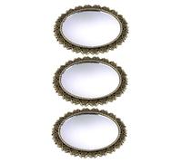 HEALSOPTHY 3pcs Mini Dollhouse Mirrors Framed Small Compact Wall Mirror Vintage Rose Bronze Frame for Bedroom Bathroom Dresser Decoration and Photography Props