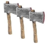 HEALSOPTHY 3pcs Realistic Bloody Pirate Axe Halloween Prop Outdoor Decoration Lightweight Scary Costume Accessory for Haunted House Party