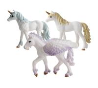 HEALSOPTHY 3pcs Realistic Unicorn Figurine Plastic Simulation Animal Models Educational for Imaginative Play Bedroom Decor Blue and Yellow