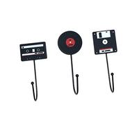 HEALSOPTHY 3PCS Retro Multi Purpose Wall Hanging Hooks Creative Traceless Small Item Holders for Bathroom Kitchen Door Use with Vinyl Record Tape Computer Disk Shapes