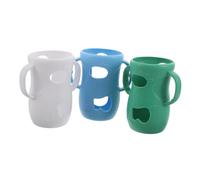 HEALSOPTHY 3pcs Silicone Toddler Bottle Protector Sleeves with Handles for Feeding Comfort, Portable Sippy Cup Sleeve Covers for Outings and Traveling