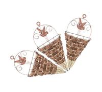 HEALSOPTHY 3pcs Wall-Mounted Woven Flower Baskets Simulated Rattan Hanging Planters Rustic Indoor Floral Basket Set for Home and Garden Decor