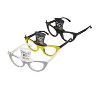 HEALSOPTHY 3pcs Year Party Glasses Lightweight Photo Booth Eyewear for Years Eve Celebration Accessories in Gold Silver Black