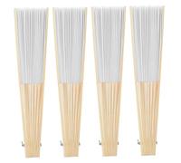 HEALSOPTHY 4 Set Bamboo Folding Fan Frame with Blank Paper Surface Lightweight Collapsible Fan Ribs for DIY Crafting Traditional Asian Style Travel Friendly Cosplay and Wedding Favors