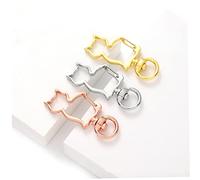 HEALSOPTHY 40pcs Cat Shaped Spring Snap Keychain Clips Alloy Swivel Snap Hooks for DIY Jewelry Accessories Durable Key Rings with Sturdy Clasps Gold Silver Rose Gold
