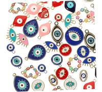 HEALSOPTHY 40pcs Evil Eye Alloy Necklace Charms DIY Jewelry Pendants for Bracelets Necklaces Keychains Craft Accessories for Handmade Elegant Designs