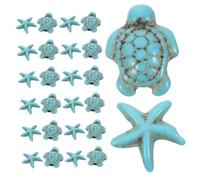 HEALSOPTHY 40pcs Turquoise Sea Turtle and Beads Smooth Ocean Charms for Bracelet Making DIY Jewelry Spacer Beads for Necklace Crafting