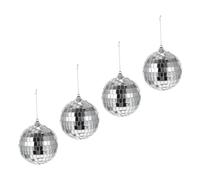 HEALSOPTHY 4pcs 8cm Disco Mirror Balls Reflective Glass Spheres Party Decoration Set for 90s Theme, Cake Table Adornment and Performance Stage Decor