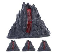 HEALSOPTHY 4Pcs 8Cm Realistic Plastic Mini Volcano Models for Dinosaur Play Set, Volcano Science Party Decor, Lava Eruption Landscape Figures for