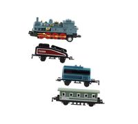 HEALSOPTHY 4Pcs Alloy Steam Train Set Pull Back Model Vehicles for Boys Educational Retro Locomotive Gift Sky-blue Anti-wear Pullback Cars