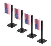 HEALSOPTHY 4pcs American Flags with Pole Military Building Blocks Set for Independence Day Mini Soldier Figures Playset with Army Accessories Educational Roleplay Encouraging Creativity and