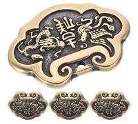 HEALSOPTHY 4pcs Antique Brass Dragon Phoenix Lock Key Chain Decoration Chinese Style Ornaments for Home Keyring Pendant Jewelry Making Craft