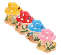 HEALSOPTHY 4Pcs Cartoon Mushroom House Figurines Lightweight Miniature Garden Decor for Lawn Balcony Resin DIY Fairy Landscape Ornaments