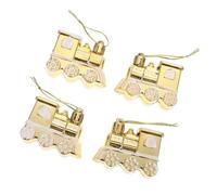 HEALSOPTHY 4pcs Christmas Train Pendants Bright Cartoon Car Design Hanging Ornaments for Xmas Tree Decoration with Plastic Material and Easy to Hang Lanyard for Festive Home and Gift Use