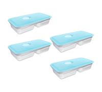 HEALSOPTHY 4pcs Leakproof Stainless Steel Snack Box Containers with Dual Compartments, Stackable Lunch Boxes, for School and Daycare Food Storage