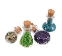 HEALSOPTHY 4pcs Miniature Bottles with Cork Stopper for Dollhouse Decoration Realistic Tiny Jars in Cute Wishing and Drifting Bottles for Doll Accessories and Collectibles