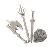 HEALSOPTHY 4pcs Miniature Play Swords and Shields Set for Compatible with Building Blocks Interactive DIY Castle Accessories for Boys Role Play