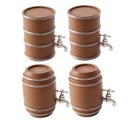 HEALSOPTHY 4pcs Miniature Wooden Wine and Beer Barrel Figurines Detailed Fake Barrels for Micro Landscape Party Props Oktoberfest Accessories Educational Aid Portable Home Decor