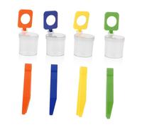 HEALSOPTHY 4pcs Outdoor Insect Observation Magnifying Box with Built in Magnifier Lid and Tweezers Transparent Plastic Viewer Jar for Nature Exploration