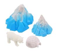 HEALSOPTHY 4pcs Realistic Mini Igloo Decor with Polar Bear Figurines House Models for Detailed Snow and Ice Diorama Accessories Winter Landscape for Boys