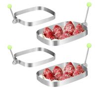 HEALSOPTHY 4pcs Rectangular Creative Egg Form Stainless Steel Omelette Mold with Handle Suitable for Sandwich and Baking, Easy to Clean