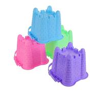 HEALSOPTHY 4Pcs Sandcastle Molds Beach Bucket Toy - Assorted Colors, Lightweight Plastic Sand Castle Molds for Kids, Ideal for Beach, Pool, Garden Play