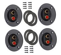 HEALSOPTHY 4pcs Spring Loaded Speaker Box Terminal Cups with Double Binding Posts and Screws Round Speaker Wire to Subwoofer Adapter Connectors for DIY Audio Repair and Replacement
