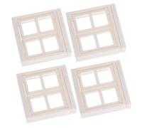 HEALSOPTHY 4pcs Unpainted Plastic Dollhouse Windows Miniature Scale Model DIY Accessories for Tiny House Decoration Realistic Design for Dollhouse Pretend Play and Collectors