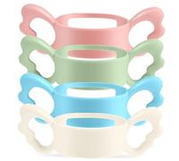 HEALSOPTHY 4pcs Wide Neck Bottle Handles Silicone Grip for Nursing Bottles Easy to Hold Transition Aid for Feeding and Self Drinking Development