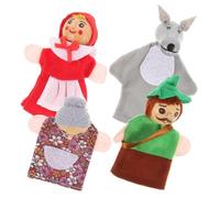 HEALSOPTHY 4pcs Wooden Animal Finger Puppets Safe Hand Puppet for Interactive Storytelling Role Play Festival Party Favor