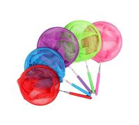 HEALSOPTHY 5 Pieces Extendable Insect Net for Sturdy Stainless Steel Telescopic Pole and Net for Bug Catching and Fishing Fluorescent Green Red Purple Light Blue Pink