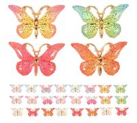 HEALSOPTHY 50 Pcs Colorful Butterfly Charms for DIY Jewellery Making and Wedding Decor, Plastic and Resin Material with Unique Delicate Design and Decorative Effect Random Color