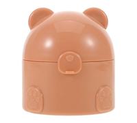 HEALSOPTHY 50g Coffee Bear Shaped Body Powder Puff Container with Double Layer Plastic Case and Cotton Puff Holder, for Skincare Routine and Travel Use