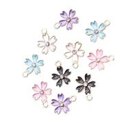 HEALSOPTHY 50pcs Cherry Blossom Alloy Charms for DIY Jewelry Making Shiny Pendants for Bracelets Necklaces Keychains Classic Floral Design Craft Accessories for Gifts Random Color