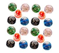HEALSOPTHY 50pcs Luminous Round Glass Beads for DIY Jewelry Making Smooth Shiny Glass Bead Stringing Materials with Pink Red Green Lake Blue Black Colors Necklace Charm Spacers for Bracelet