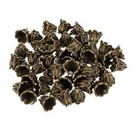 HEALSOPTHY 50pcs Vintage Flower Bead Caps for Jewelry Making Alloy Spacer Beads with Stopper Design Floral Charms for Necklaces Bracelets Earrings DIY Craft Supplies