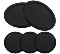 HEALSOPTHY 5Pcs Black Air Hockey Pucks Replacement for Table Hockey Game Accessories Smooth Sliding for Home Game Rooms